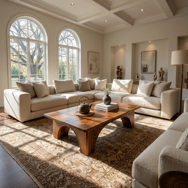 Arched Wood Coffee Table For Garden Room