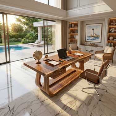 Luxury Writing Desk With Live Edge Detail For Bedroom Workspace