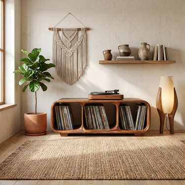 Mid Century Vinyl Record Cabinet For Living Room