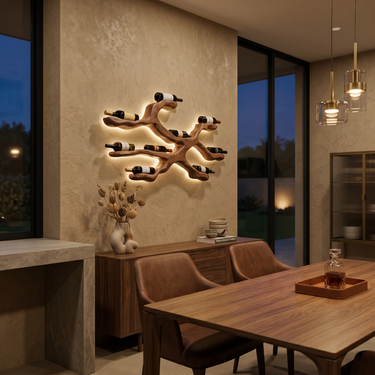 Modern Wine Rack Wall Display For Kitchen And Dining Area