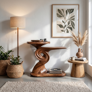 Sculptural Record Player Console For Listening Room