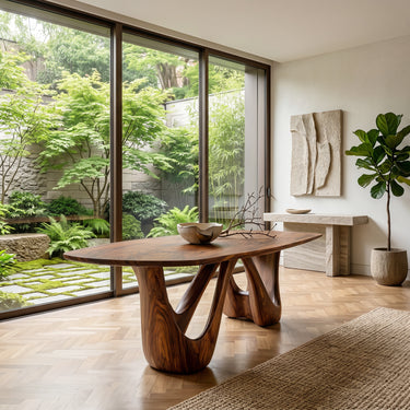 Organic Dining Table With W-shape Base For Dining Room