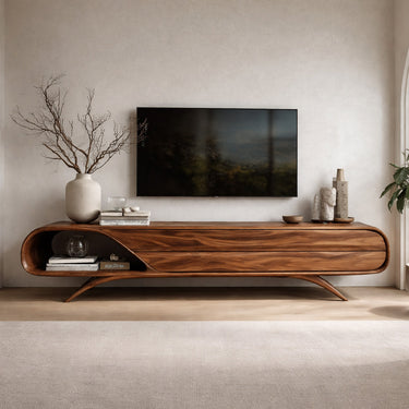 Mid Century Wooden TV Console For Living Room