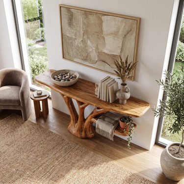 Mediterranean Organic Console Table For Entryway Living Room