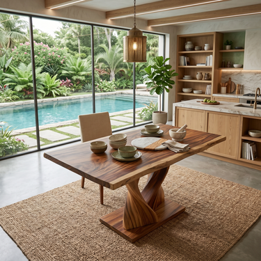 Boho Rectangular Feast Table For Coastal Dining Room