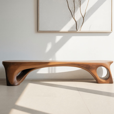 Modern Sculptural Bench With Curved Design For Living Room