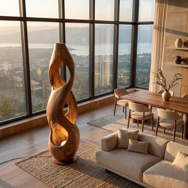 Contemporary Twisted Floor Lamp With Sculptural Hollow For Living Room