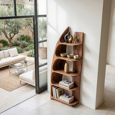 Organic Sculptural Wooden Standing Shelf For Hallway Decor