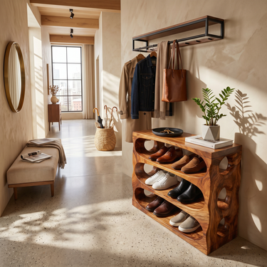 Minimalist Shoe Bench Storage For Condo Entryway Placement