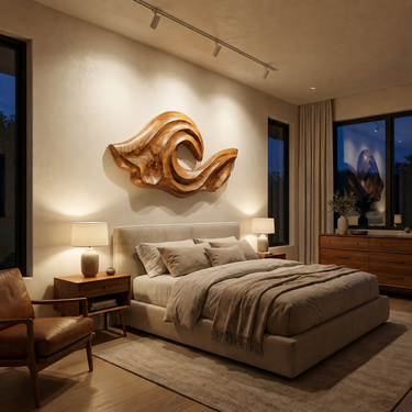 Ocean Wave Inspired Wood Wall Art For Living Room Decor