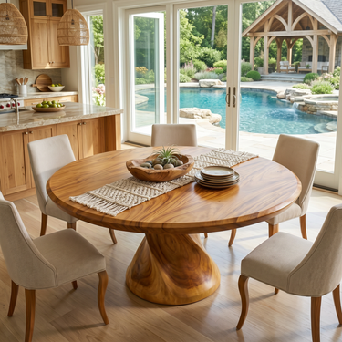 Sculptural Trestle Table For Tropical Dining Room