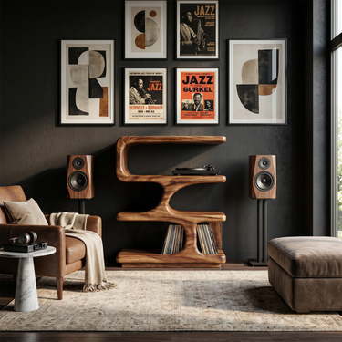 Organic Modern Vinyl Record Stand For Listening Room