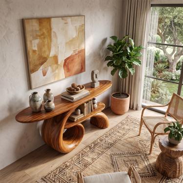 Coastal Sculptural Console Table For Living Room