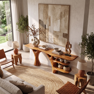 Organic Designer Console Table For Contemporary Living Room