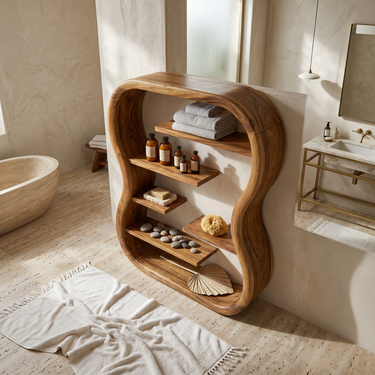 Contemporary Organic Bookshelf With Curved Frame