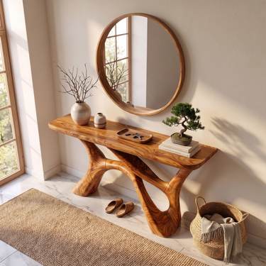 Minimalist Sculptural Console Table For Modern Entryway