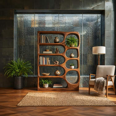 Mid Century Handcrafted Bookshelf Storage Organizer For Living Room