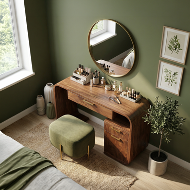 Modern Sculptural Vanity Table Bedroom Dressing Area Makeup Space