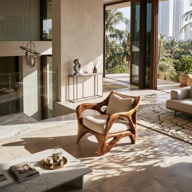 Modern Sculptural Lounge Chair for Sophisticated Wine Room Interiors