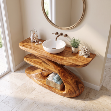 Organic Modern Single Sink Vanity For Bathroom