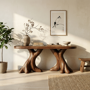 Rustic Organic Console Table For Hallway