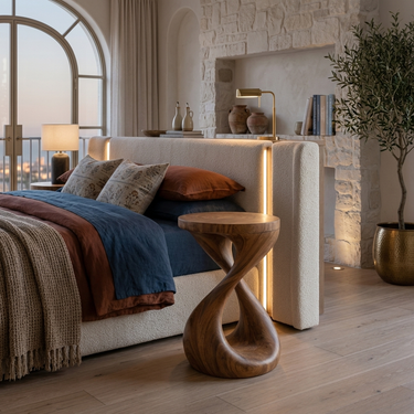 Modern Wooden Side Table With Infinity Base For Living Furniture