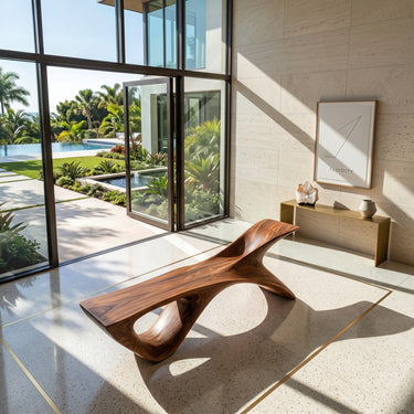 Organic Modern Sculptural Bench For Entryway