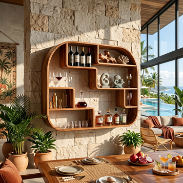 Boho Wall Wine Holder For Dining Space Bottle Accent Feature