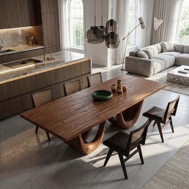 Contemporary Two Wavy Legs Dining Table For Dining Room
