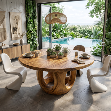 Coastal Round Kitchen Table For Outdoor Kitchen