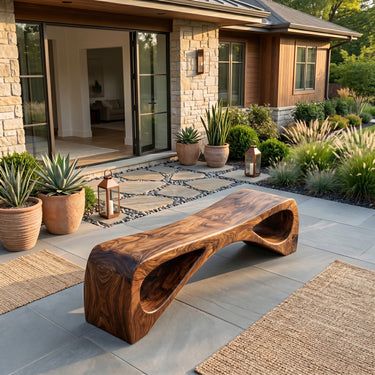 Organic Wooden Outdoor Bench For Landscape Garden