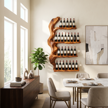 Handcrafted Japandi Wall Wine Rack For Modern Interior