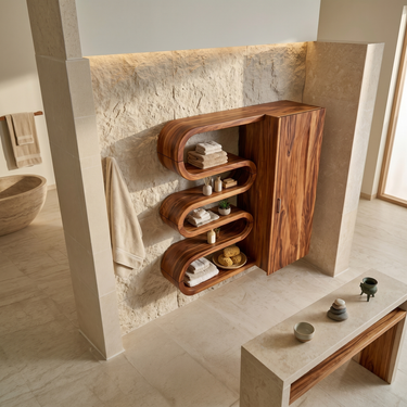 Modern Sculptural Bathroom Cabinet Wellness Room
