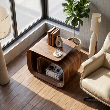 Mid Century Sculptural Side Table For Living Room