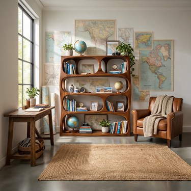Farmhouse Sculptural Bookshelf Storage Organizer For Home Office