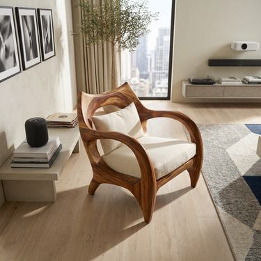 Zen-Inspired Organic Wood Chair for Modern Architectural Interiors