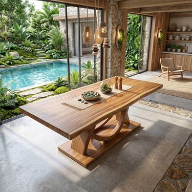 Curved Pedestal Table For Resort Dining Room