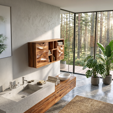 Organic Wave Panel Bathroom Cabinet Spa Lounge