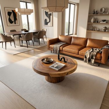 Round Wood Coffee Table For Reading Nook