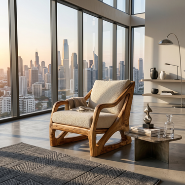 Modern Organic Wooden Armchair Luxury Living Space