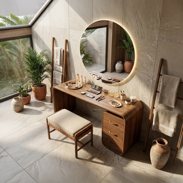 Japandi Vanity Table Walk In Closet Makeup Area Dressing Space