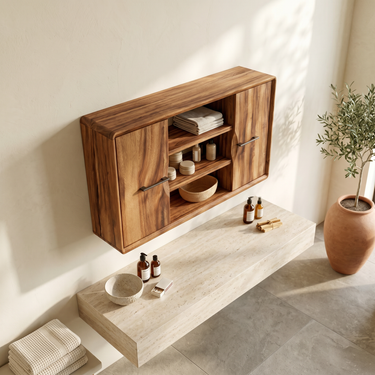 Japandi Open Shelf Bathroom Cabinet Ensuite Bathroom