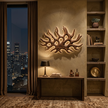 Organic Root Shape Wood Wall Light For Rustic Home Decor