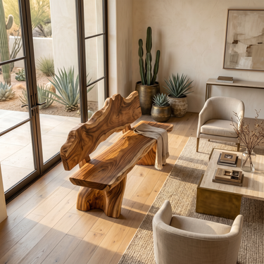 Rustic Live Edge Bench Contemporary Foyer