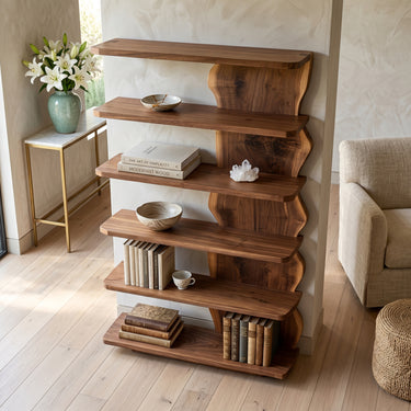 Scandinavian Natural Wood Standing Shelf For Corner Space