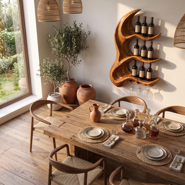 Curved Wine Display Shelf For Entryway