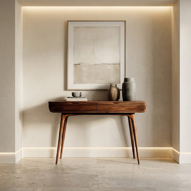 Mid Century Natural Wood Console Table For Hallway Decor