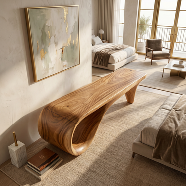 Live Edge Wooden Bench Rustic Interior