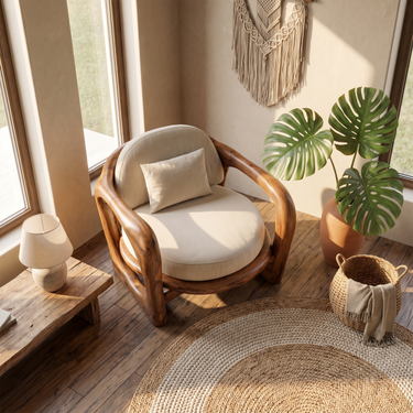 Organic Wood Chair Sunroom For Living Room