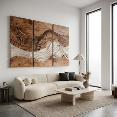 Modern Abstract Wood Panel Wall Art Set For Home Decor